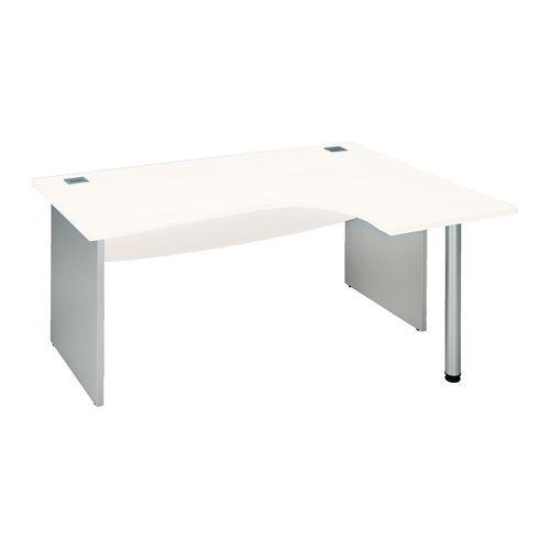BUREAU COMPACT EXCELLENS L 160 CM RETOUR À DROITE PIÈTEMENT PLEIN BLANC