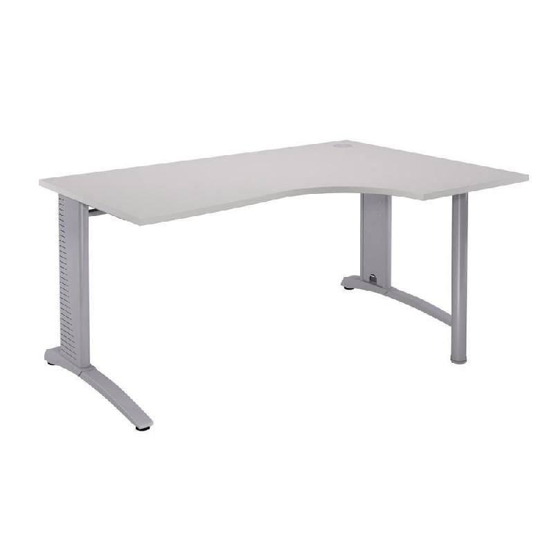 BUREAU COMPACT RETOUR À GAUCHE BIOSPACE 2 - L. 180 X P. 110 CM - PLATEAU 'GRIS' - PIEDS L 'ALUMINIUM' - EMBASES : 'AVOCAT'.