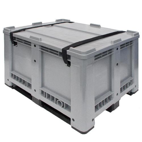 Caisse palette plastique rigide pleine Homologué Y 3 semelles + couvercle 1200 x 1000 x 780 Gris - Réf : CAI123CP1210007_0