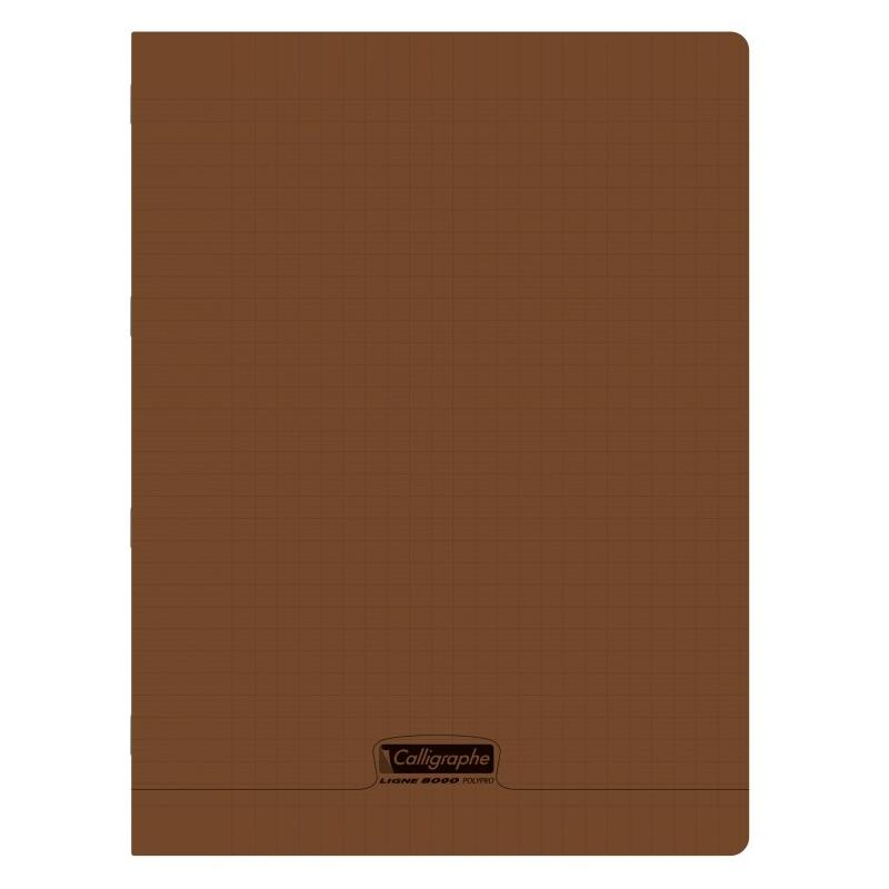 Calligraphe Lot de 10 Cahier Ligne 8000 24x32, 96p./48 feuilles 90 g/m² piquées, couv. PP marron, Séyès - 3210330184111_0