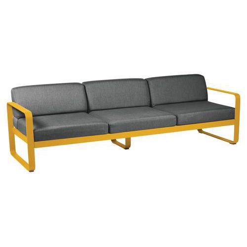 CANAPÉ 3 PLACES BELLEVIE MIEL COUSSINS GRIS GRAPHITE - FERMOB