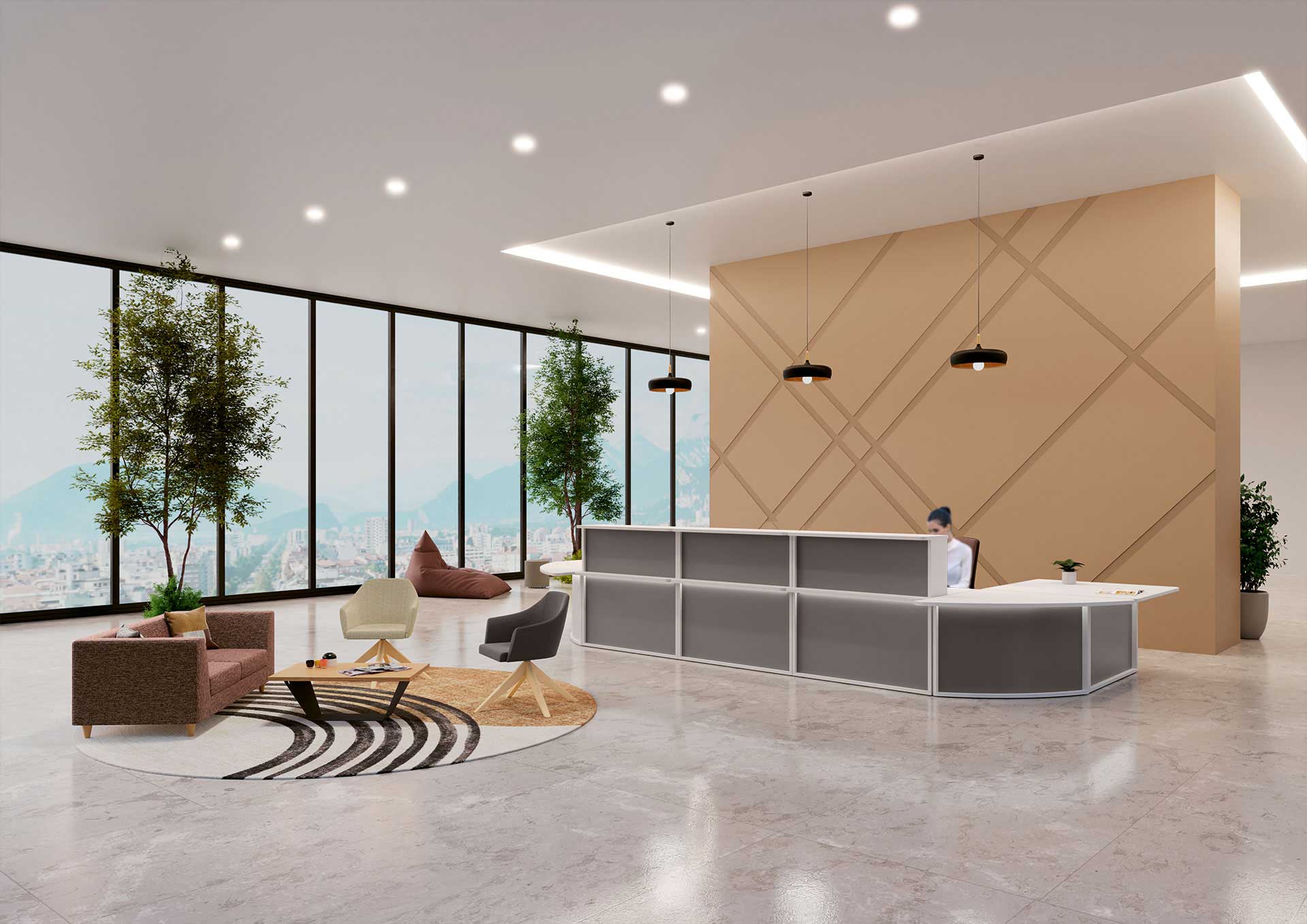 Canapé d'accueil Lounge - Pin massif tapissé - Design grand standing - 1 à 3 places - Finitions cuir ou tissu_0