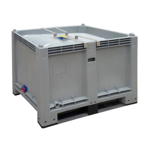Cargopallet 600 Plus Liquid Liner - Caisse-palette en plastique avec sac LDPE 500L et soupapes 2