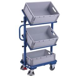 Chariot desserte - 3 bacs plastiques inclinables - 200 kg - Étagères ajustables 15°/30°_0