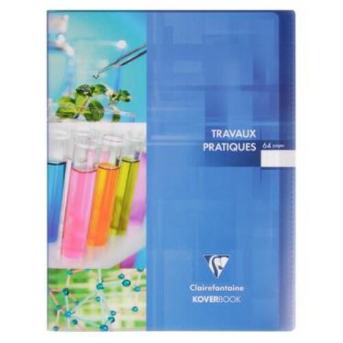Clairefontaine Lot de 5 Cahier Travaux Pratiques Kover Book 24x32, 64p./32 feuilles 90 g/m² piquées, couv. Transparentes assorties (2), Séyès/uni_0
