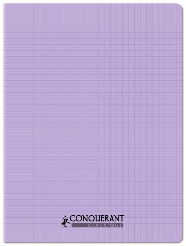 CONQUERANT Lot de 20 Cahier Classique PP piqué 24x32, 48p./24 feuilles 90g/m², Séyès, coloris lilas - 3020120254814_0