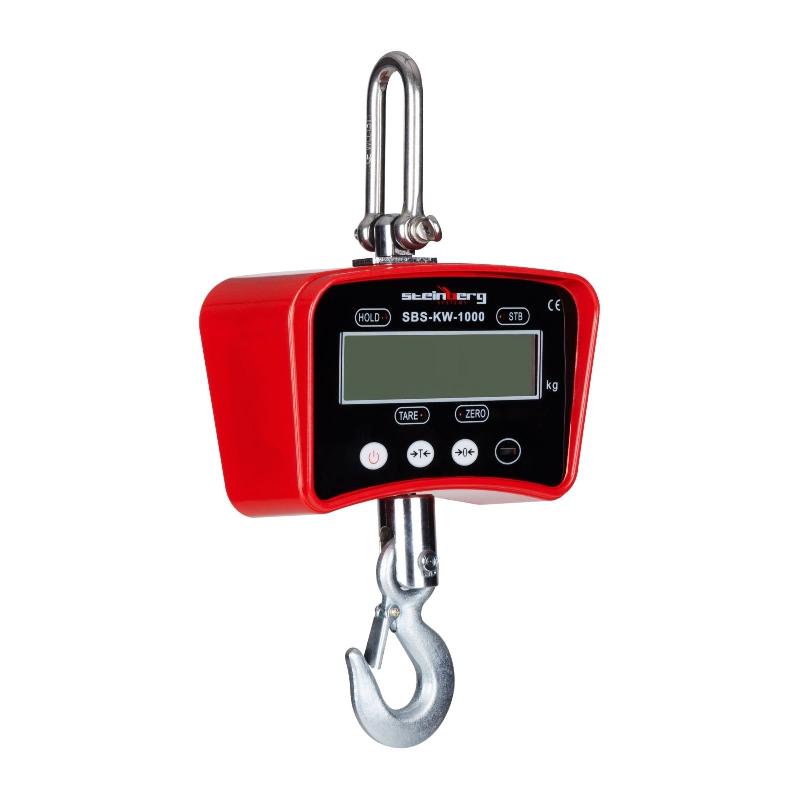 Crochet peseur industriel professionnel rouge - 1.000 kg / 0.5 kg - Aluminium - Écran LCD - Classe III_0