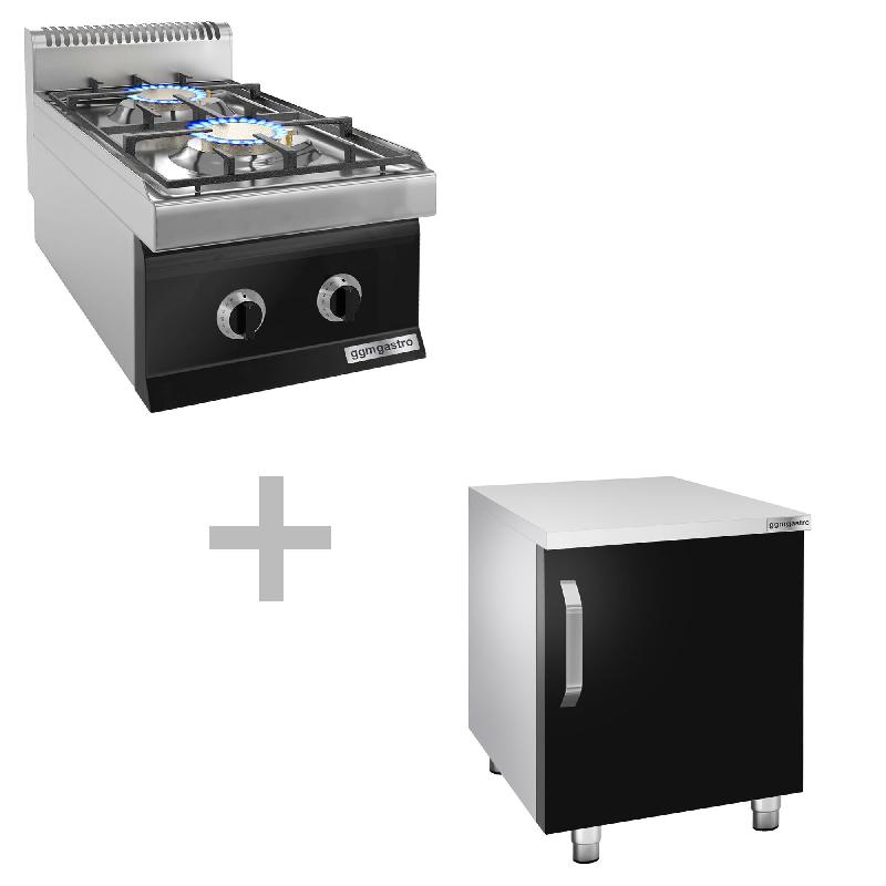 Cuisinière à gaz - 10 kW - 2 brûleurs - incl. Soubassement avec 1 porte  - Mario 700 | GGM -GHK473M-GK466T_0