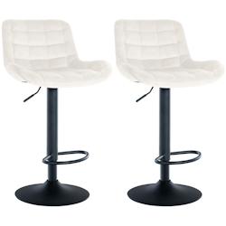 Décoshop26 - Lot de 2 tabourets de bar structure métallique noir assise en velours crème avec surpiqûres 10_0004444 - noir 3000252105581_0