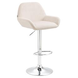 Décoshop26 - Tabouret de bar en velours rembourré crème base trompette métal chromée TDB10429 - 3000457069602_0