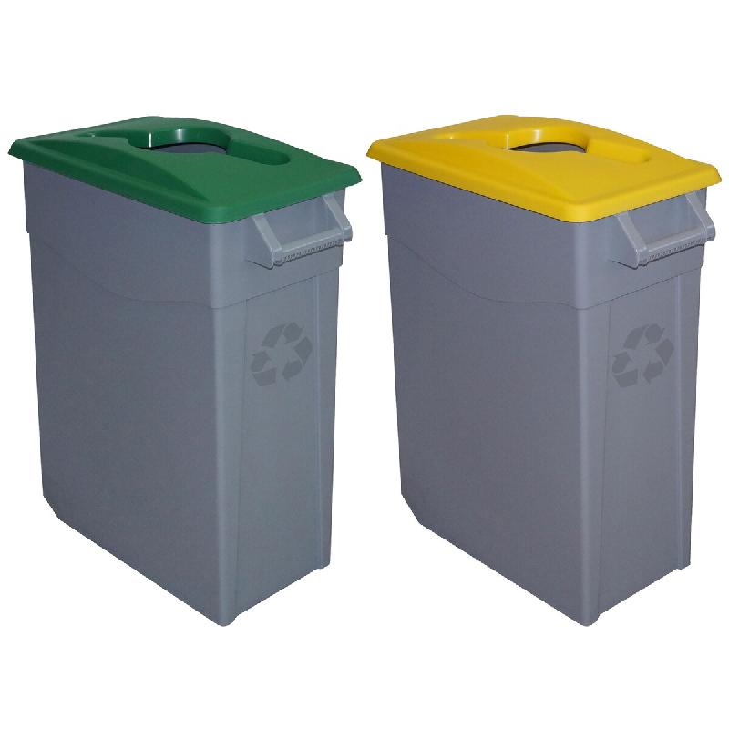 Denox - Zeus Jeu de 2 Conteneurs à Déchets Ouverts 130L Capacité Totale en Polyéthylène de couleur Verte et Jaune - multicolore plastique PK3347_0