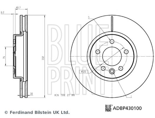 Disque de frein ventilé Blue Print ADBP430100 - Avant - Boîte de 1 disque_0