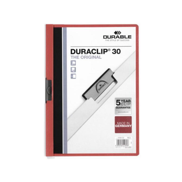 Durable Dossier à pince Duraclip Original 30 à 30 feuilles A4 rouge Paquet de 25 pièces - 220003_0