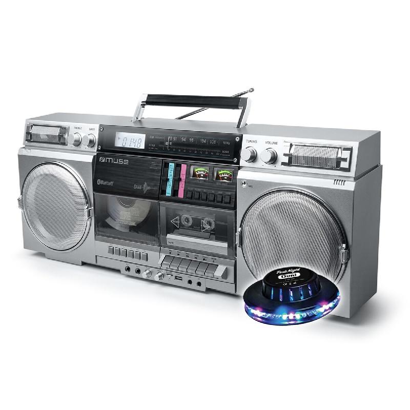 Enceinte Portable Hifi 80W Muse M-380 GBS Ghetto Blaster Enregistreur de cassette CD RADIO FM BLUETOOTH -Écran LCD, Soucoupe LED - 3666638039675_0