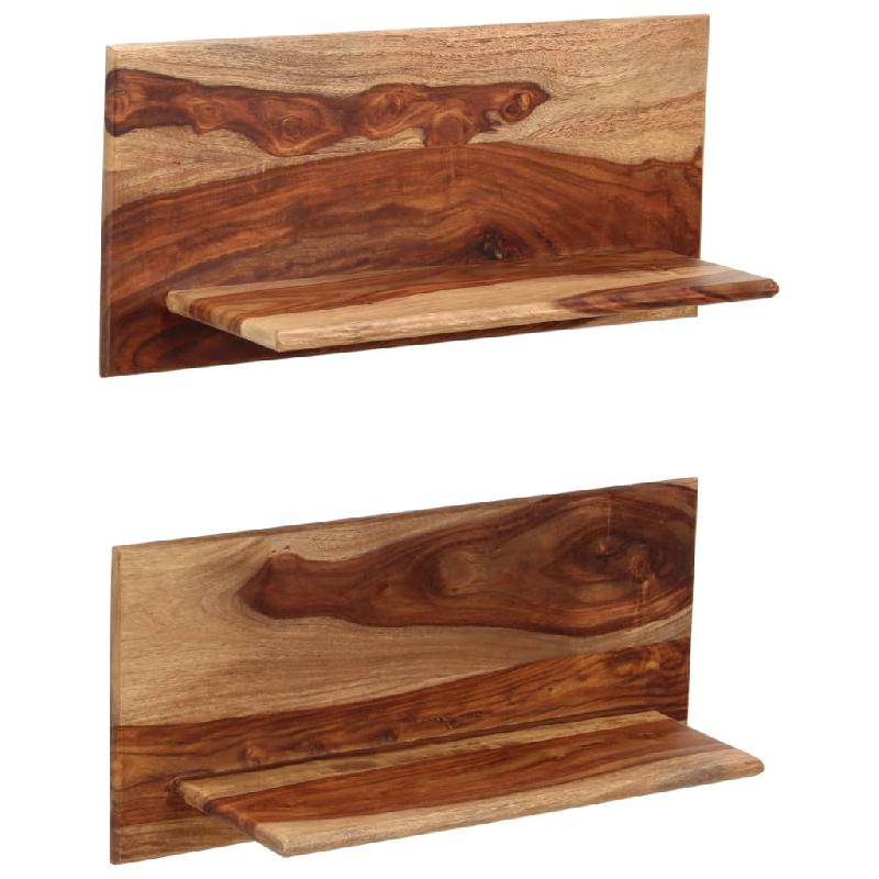Étagères murales en bois massif de Sesham - Design rustique - 2 pièces - 58 cm_0