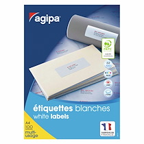 ETIQUETTES ADRESSES 48,5 X 25,4 MM AGIPA 118991 - BOÎTE DE 4000