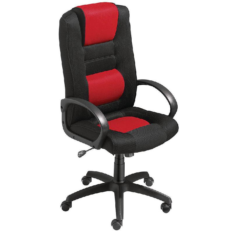 FAUTEUIL DIRECTION CAPITAL CONFORT - TISSU REMBOURRE - HAUTEUR DOSSIER 74 CM - NOIR ET ROUGE