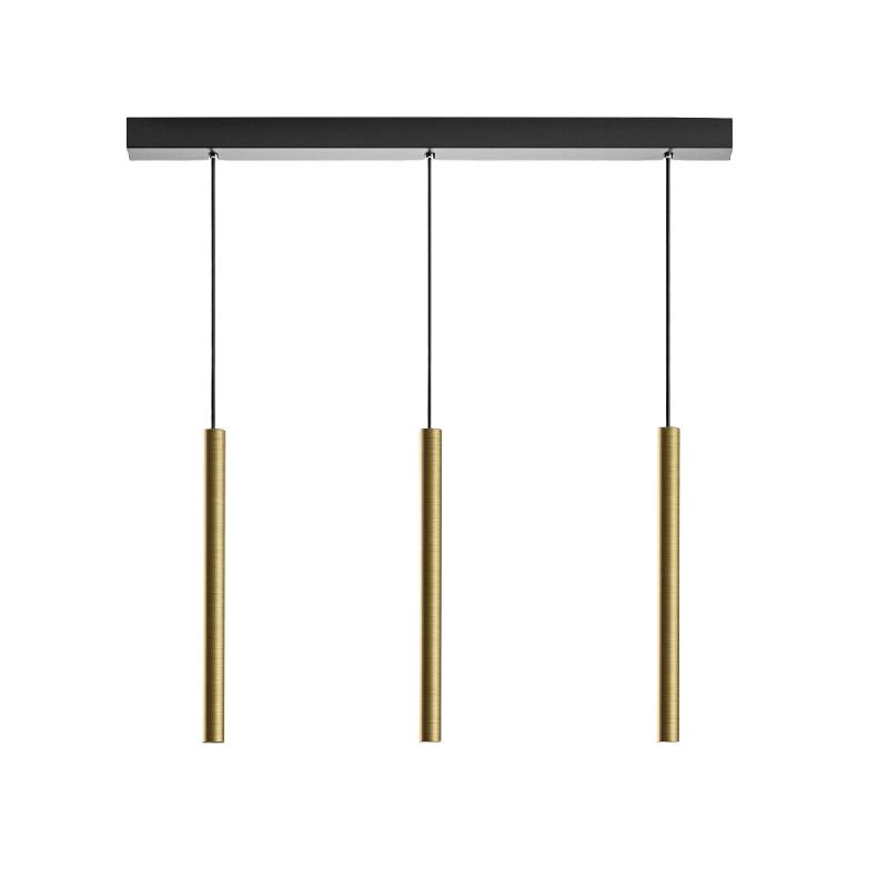Gea Luce Thalassia S/3P Suspension Linéaire - 3 Lumières 3X7W 3000K 1194Lm Faisceau 18° Finition Or Avec Rosace Noire - Gealuce - Aluminium De Qual_0