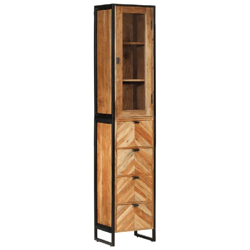 Helloshop26 - Armoire de salle de bain 40 x 30 x 190 cm avec grand espace de rangement style moderne en bois acacia 02_0055525 - métal 3000239057964_0