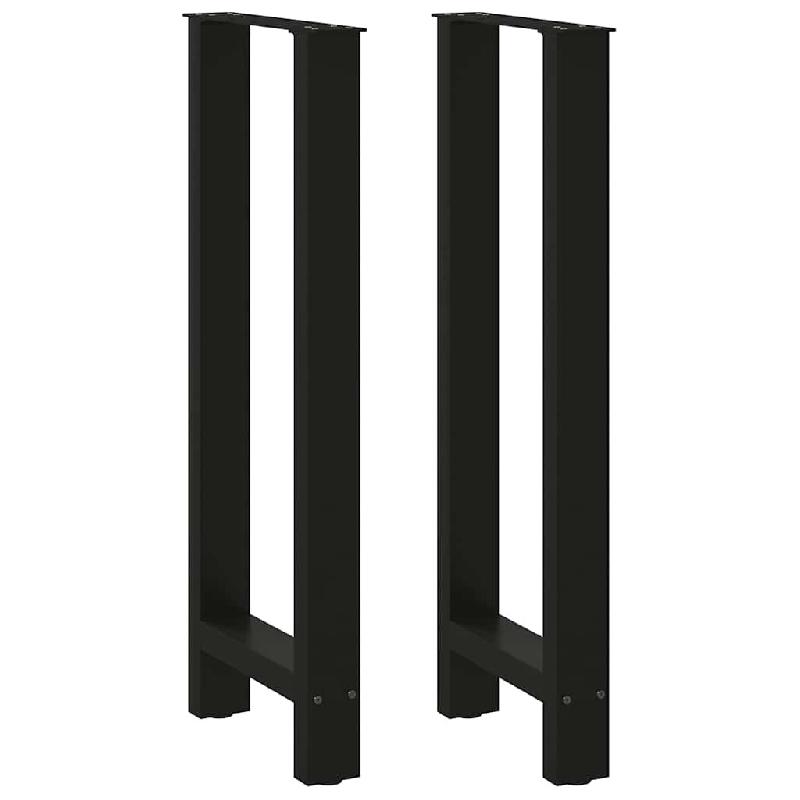 Helloshop26 - Lot de 2 pieds de table de bar modernes 40 x 100 cm avec niveleurs ajustables en acier noir 02_0057576 - noir acier 3000240116056_0