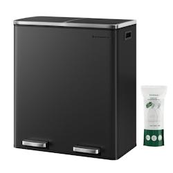 Helloshop26 - Poubelle 2 pédales poubelle avec double compartiment 2 x 30 litres anti-traces de doigts inox seau intérieur plastique 12_0007160 - 30_0