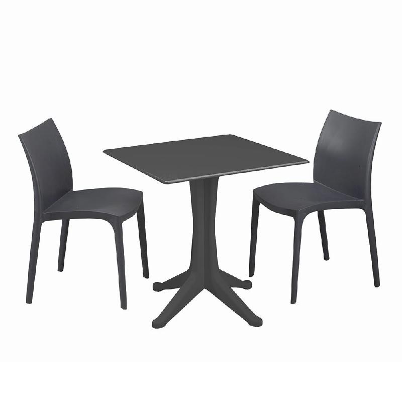 Kit 1 table et 2 chaises extérieures PVC anthracite_0