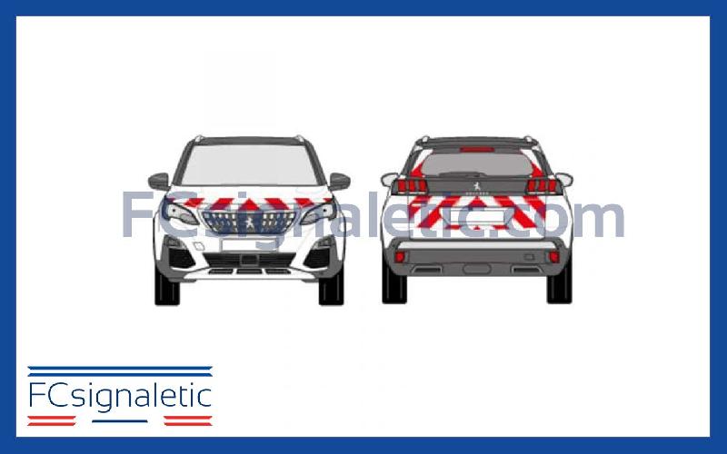 Kit sérigraphie balisage prédécoupé avant/arrière standard rouge/blanc classe B pour véhicules légers_0