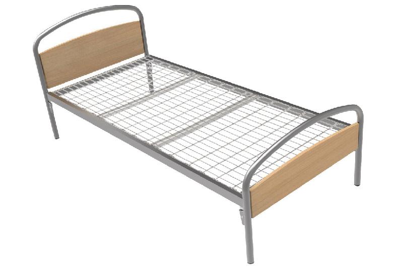 LIT THÉLIA TÊTE/PIED PANNEAU SOMMIER TREILLIS 80X200 ALU/CHÊNE CLAIR - MANUTAN COLLECTIVITÉS