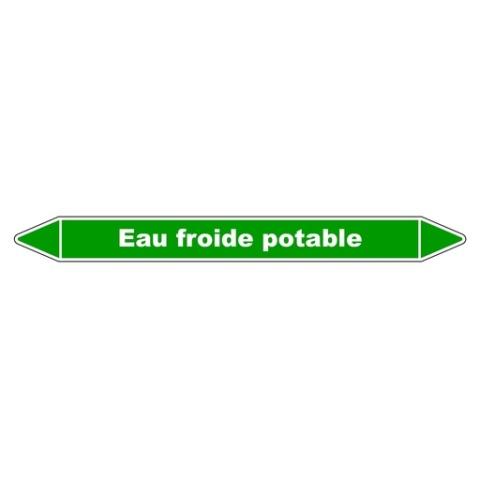LOT DE 3 - MARQUEUR TUYAUTERIE - EAU FROIDE POTABLE - VINYLE LAMINÉ 150 X 12 MM