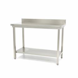 Maxima Table en acier inoxydable 80x60cm avec étagère et dosseret - 8719632120902_0