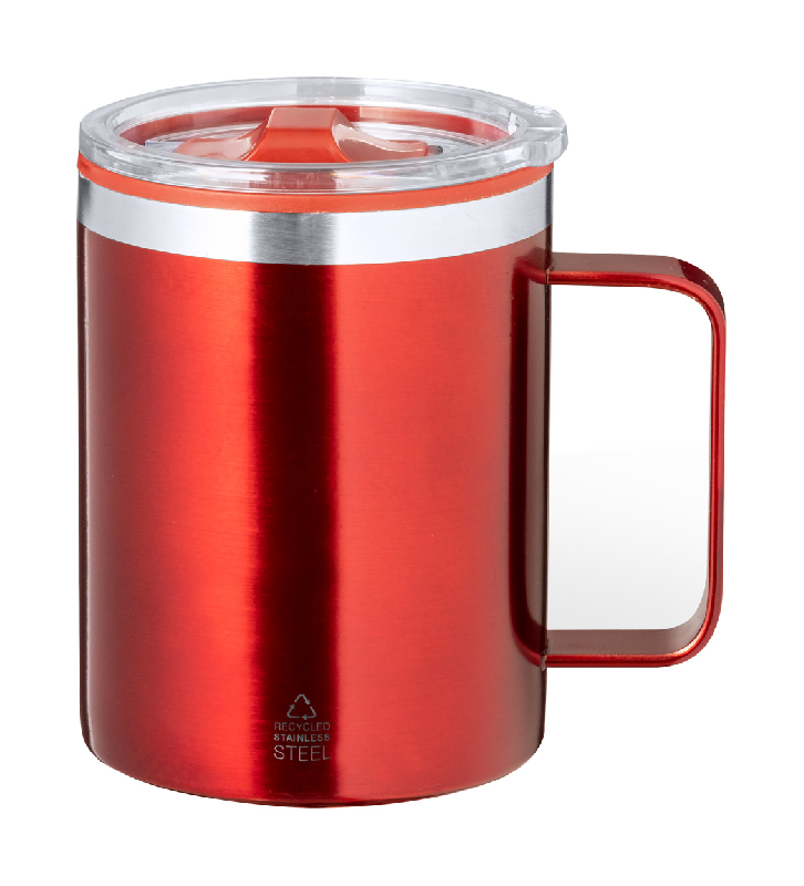 Mug thermos - isotherme à double paroi en acier inoxydable recyclé - 400 ml - couleur rouge_0