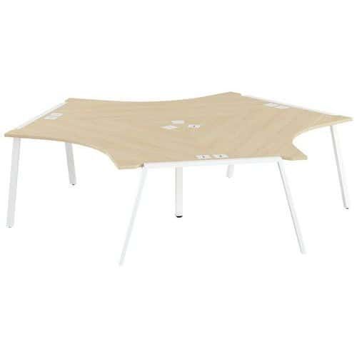 PACK 3 POSTES SYMÉTRIQUES 120 GARY PIED BLANC PLATEAU CHÊNE CLAIR - MBA