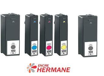 PACK DE 5 CARTOUCHES ENCRE GÉNÉRIQUE LEXMARK 100XL NOIRE ET COULEUR