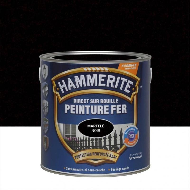 Peinture fer extérieur - Direct sur rouille - HAMMERITE noir martelé - 2.5 L - Protection et décoration_0