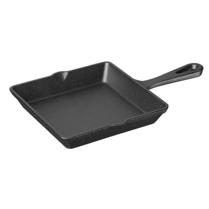 Plat carré en fonte (L)225 × (P)155 x (H)25 mm avec poignée, compatible induction_0