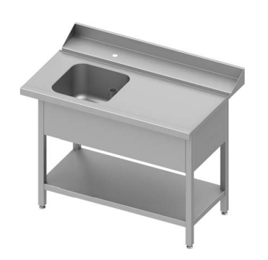 Plonge inox d'entrée  à droite avec étagère pour lave-vaisselle STALGAST 1400x750x880 soudée - 9310007140S_0