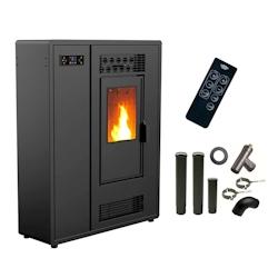 Poêle à granulés Air Slim Astral 12,2 kW Noir Sannover + Kit Raccordement Fumisterie - Astral12Noir_KitChe_0