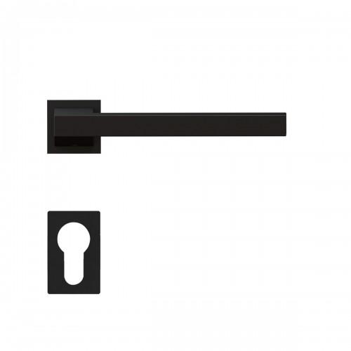 POIGNÉES DE PORTE SUR MINI-ROSACES CARRÉES SÉRIE ER 58QM BOSTON - NOIR MAT - CLÉ I KARCHER DESIGN