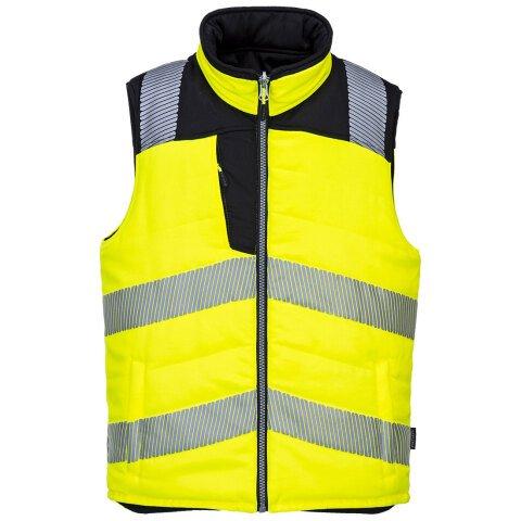 PORTWEST PW374 BODYWARMER RÉVERSIBLE HAUTE VISIBILITÉ PW3 JAUNE/NOIR - TAILLE M