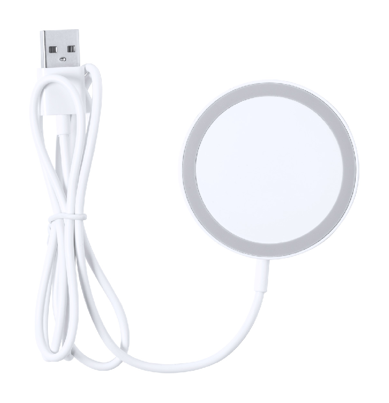 Power bank magnétique sans fil 15W - Boîtier ABS - Livré avec câble USB - Couleur blanche_0