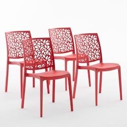 RATTATAN Set 4 Chaises en polypropylène avec fibre de verre empilables pour extérieur et jardin, bar et restaurant, cuisine design moderne - ANNA -_0