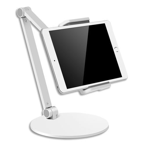 SUPPORT ALU DBLE BRAS ARTICULE TELEPHONE ALBA 3 A 5,8''/TABLETTE 9 A 13'',PIVOTE PORTRAIT OU PAYSAGE 360°