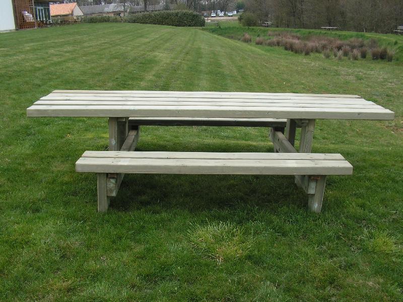 Table pique-nique PMR en pin - Plateau 3m - Accessible aux personnes handicapées_0