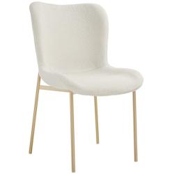 Tectake Chaise de salle à manger rembourrée ergonomique tissu bouclette blanc - 405216 - blanc polyester 405216_0