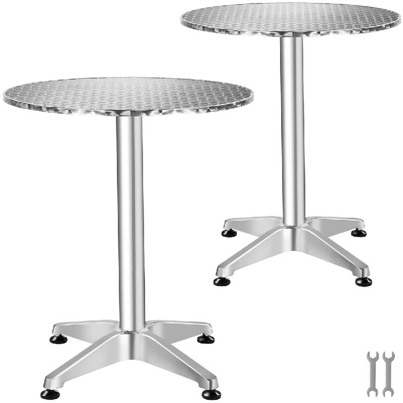 TecTake GmbH tectake Table de bistrot VIKTOR pliable, résistante intempéries, aluminium inox, 67x67x75/115cm, argent - argenté Bois manufacturé 406689_0