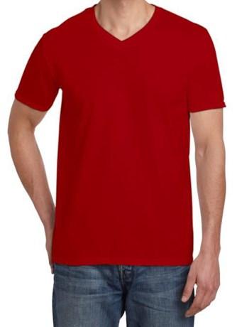 TEE-SHIRT MANCHES COURTES COL V ROUGE T.S