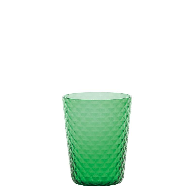 Zafferano Lot de 6 Verres Tumbler Collection Isolano en verre soufflé à la bouche couleur verte avec effet diamant, haute qualité artisanale - vert_0