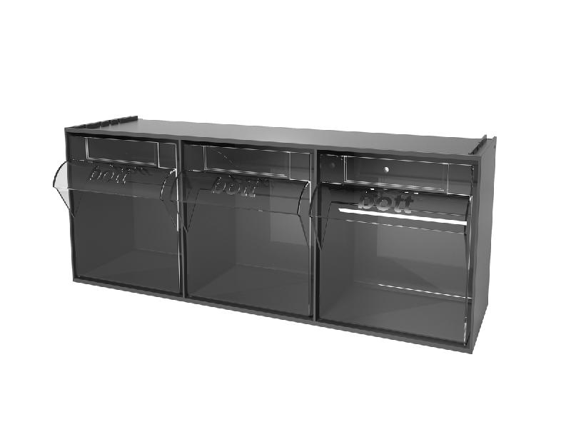 02513020.19 - Bloc 3 tiroirs basculants avec supports perfo - 600x210x242mm - RAL 7016_0