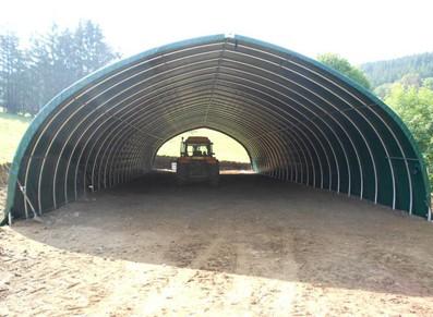 Tunnel de stockage Basilique / ouvert / structure en acier / couverture en PVC / ancrage au sol avec platine / 8 x 6 x 3.96 m_0