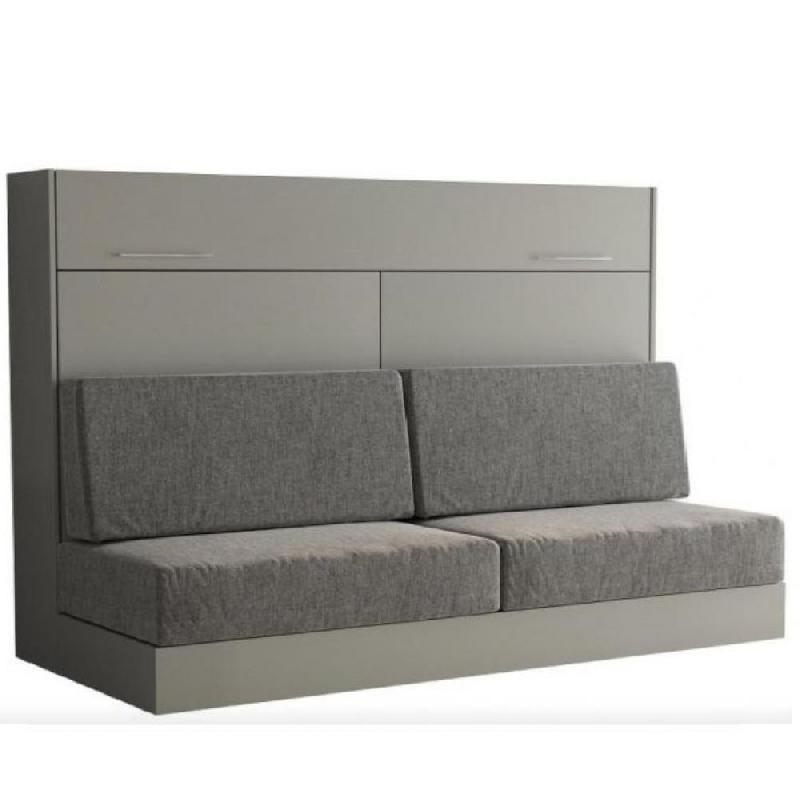 ARMOIRE LIT ESCAMOTABLE VERTIGO SOFA GRIS CANAPÉ GRIS COUCHAGE 160*200 CM_0